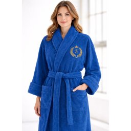 Halat de baie BRODAT PREMIUM din bumbac 100%, fir zero twist, 360 g/mp – moale, ușor și absorbant Bleumarin