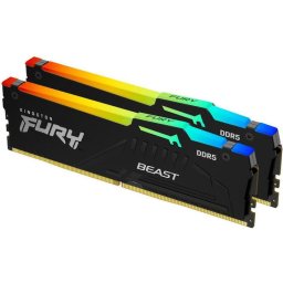 Memorie RAM Kingston FURY Beast RGB, Tip DDR5, Capacitate 64GB, KIT 2x32GB, 6000 MHz, CL30, KF560C30BBEAK2-64