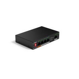 Switch desktop Dahua SF1005P, neadministrat, 5 porturi cu PoE pe 4 porturi, Negru