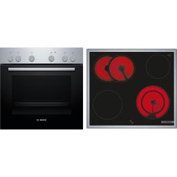 Set cuptor electric incorporabil + plita vitroceramica Bosch HND211AR62, 66 L, Aer cald 3D