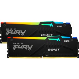 Kit dual memorie RAM Kingston FURY Beast RGB, Capacitate 16GB DDR5 (2x8 GB), Frecventa 6000, CL - 36, Negru