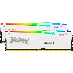 Kit dual memorie RAM Kingston FURY Beast RGB, Capacitate 64GB DDR5 (2x32 GB), Frecventa 6000 MHz, CL 30, Alb