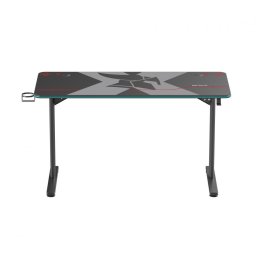 Birou gaming Serioux Aeter RGB, 1200 x 600 x 750 mm, greutate suportata 75 kg, banda LED RGB, suport casti, suport cana/pahar, Negru