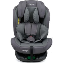 Scaun auto pentru copii U-Grow Secure+, 40-150 cm, 360 grade, 4 pozitii de ajustare pe spate, 10 pozitii de ajustare a tetierei pe inaltime, gri