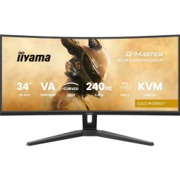 Monitor Gamin VA LED, Iiyama, 34", GCB3486WQSCP-B1, WQHD 3440 x 1440, HDMI, DisplayPort, Ecran curbat, Boxe, 240 Hz, 0.4 ms, Negru