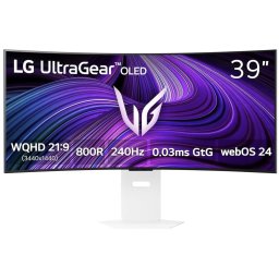 Monitor Gaming OLED LG 39" 39GX90SA-W, WQHD 3440 x 1440, HDMI, DisplayPort, Ecran curbat, Boxe, 240 Hz, 0.03 ms Alb