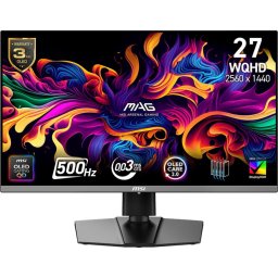 Monitor Gaming QD-OLED MSI 26.5" MAG 272QP QD-OLED X50, WQHD (2560 x 1440), HDMI, DisplayPort, Pivot, 500 Hz, 0.03 ms, Negru