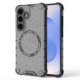 Husa telefon Techsuit HoneyComb Shield MagSafe pentru Samsung Galaxy S25, Neagra/Gri