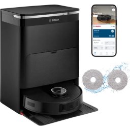 Aspirator robot Bosch Spotless Max BCRDW3B, Aspirare uscata si cu mop, 11000 Pa, Recipient praf 275ml, Navigare LiDAR, Negru