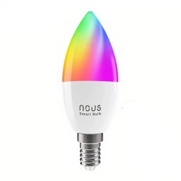 Bec LED RGB inteligent Nous P4, Wi-Fi, E14, 4.5W, 380 lm, lumina alba si colorata, control vocal, compatibil Google Assistant, amazon alexa , clasa energetica F