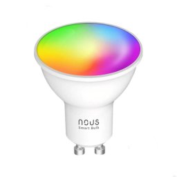 Bec LED RGBW inteligent Nous P8, Wi-Fi, GU10, 4.5W, 350 lm, lumina alba si colorata, control vocal, compatibil Google Assistant, amazon alexa , clasa energetica F