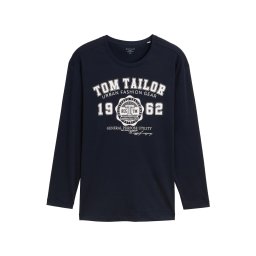TOM TAILOR Men + Tricou bleumarin / alb