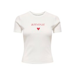 ONLY Tricou 'ONLKIRA' roșu / alb