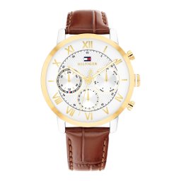 TOMMY HILFIGER Ceas analogic 'OXFORD' maro / auriu / alb