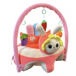 Fotoliu bebelusi cu spatar, sustinere picioare si arcada cu jucarii, Iepurasul Floricica roz