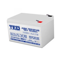 Acumulator 12V High Rate, Dimensiuni 151 x 98 x 95 mm, Baterie 12V 14.5Ah F2, TED Electric TED002792