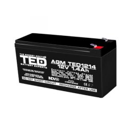 Acumulator 12V Stationar VRLA, Dimensiuni 97 x 47 x 50 mm, Baterie 12V 1.4Ah F1, TED Electric TED002716