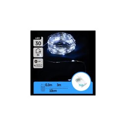 Aigostar - Ghirlandă LED 30 LED, alimentare 3xAA, 3,3 m, alb rece