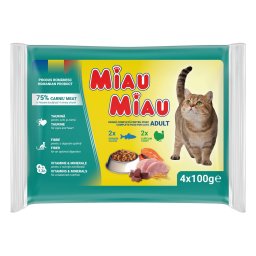 Hrană Umedă Pisici Miau Miau PF.00087 | Curcan si Somon, 100g