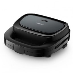 Toaster pentru sandvișuri Philips HD2331/90 Seria 3000, 750 W, Pentru până la 2 felii/4 sandvișuri triunghiulare, Plăci din aluminiu neaderente, Negru