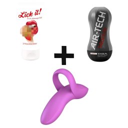 Set pentru cupluri - masturbator, vibrator, lubrifiant