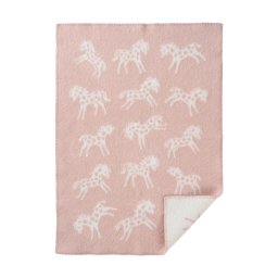 Patură din lână bebelusi Klippan - Pony Dusty Pink (65x90 cm)
