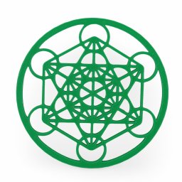 Grila pentru cristale Cubul lui Metatron, verde - 10cm