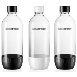 Set de 3 sticle de sifon Sodastream, 3 x 1 l, Alb-Negru