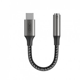 Adaptor audio USB type C la jack stereo 3.5mm T-M 15cm brodat Negru, XO NB-R257C