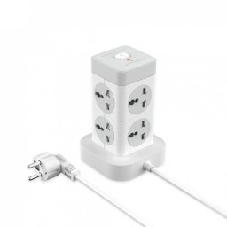 Priza cub cu 8 x Schuko + 3 x USB-A + USB-C (PD) 2m Alb, XO WL21