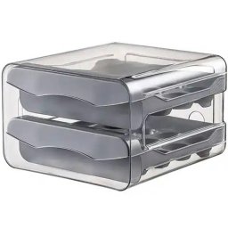 Recipient depozitare oua, Capacitate 32 oua, cu 2 sertare, din plastic-, Gonga® Gri