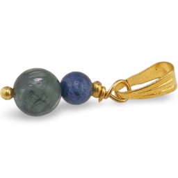 Pandantiv Serafinit sfera 6mm si Lapis lazuli sfera 4mm cu metal auriu