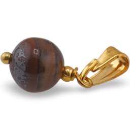 Pandantiv Ochi de tigru sfera 8mm cu metal auriu