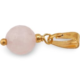 Pandantiv Cuart roz sfera fatetata 8mm cu metal auriu