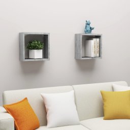 Rafturi de perete cub, 2 buc., gri beton, 30x15x30 cm GartenMobel Dekor