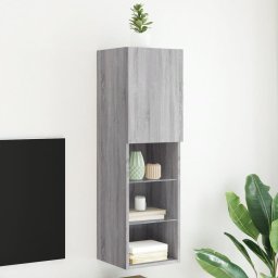 Comoda TV cu lumini LED, gri sonoma, 30,5x30x102 cm GartenMobel Dekor