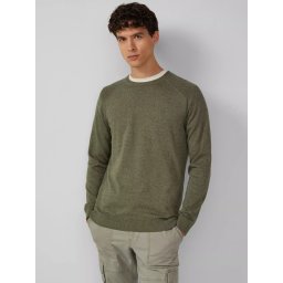 s.Oliver Pulover tricotat barbati cu guler rotund si maneci raglan, Verde inchis (SELECTATI MARIMEA: 2XL)