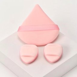 Set 3 Bureți de Machiaj Multifuncționali Fără Latex - Umed/Uscat, Culoare Roz