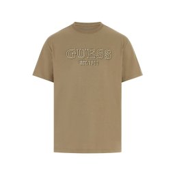 GUESS Tricou bej închis / alb