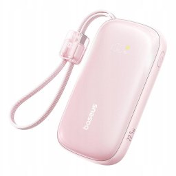 Baterie externa EnerFill FC21 Qpow 3 Ultra, Cablu Detasabil, 10000mAh, 22,5W, Digital Display, USB, USB-C Nebula Pink