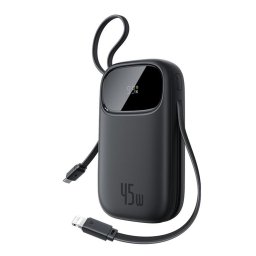 Baterie externa EnerFill FC31 Qpow 3, USB-C/Lightning Cabluri, 10000mAh, 45W, Digital Display Cosmic Black