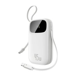 Baterie externa EnerFill FC31 Qpow 3, USB-C/Lightning Cabluri, 20000mAh, 45W, Digital Display Moon White
