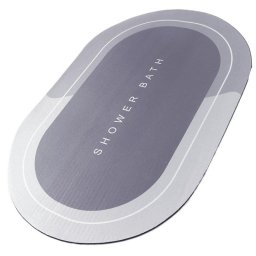 Covor de baie antiderapant, Substrat absorbant si uscare rapida, Oval, Dimensiuni 60 x 40 cm, Calitate Premium, Gonga® Gri