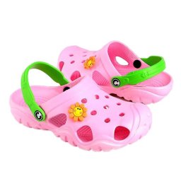 Saboti, clogs, pentru copii, spuma EVA, roz si verde, marimea 32, Jose Amorales