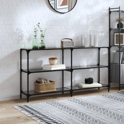 Masuta de cafea, blat din sticla negra, 158,5x30x81 cm, otel GartenMobel Dekor