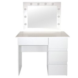 Masa de toaleta/machiaj, Irina, alba, cu oglinda si LED-uri, 94x43x141 cm GartenVIP DiyLine
