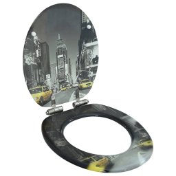 Capac WC cu închidere silentioasa, MDF, design New York GartenMobel Dekor