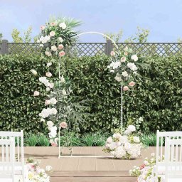 Arc de nunta Alb 100 x 39 x 200 cm Otel GartenMobel Dekor