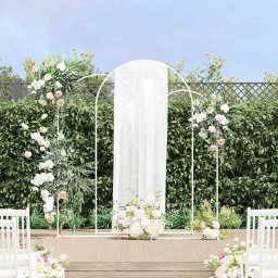Arc de nunta 3 pcs Alb Otel GartenMobel Dekor