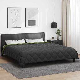 Pilota de iarna 220x200 cm din microfibra, verde si antracit